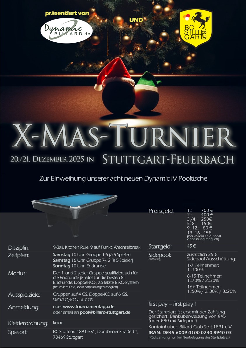 Turnierplakat X-Mas-Turnier in Stuttgart-Feuerbach